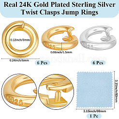 12 шт. 2 варианта дизайна 925 соединительных кольца из стерлингового серебра с фиксатором&nbsp;STER-BBC0008-13