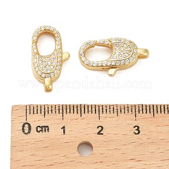 Овальные застежки-лобстеры из латуни с микропаве из прозрачного кубического циркония&nbsp;KK-I354-01G-03