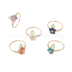 Медные кольца с драгоценными камнями&nbsp;RJEW-JR00976