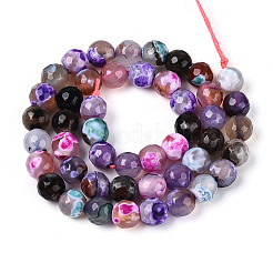 Нити окрашенных и нагретых натуральных агатовых бус с огненным кракелюром&nbsp;G-N359-01A-01