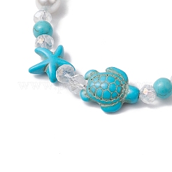 Синтетические бирюзовые бусины эластичные браслеты для женщин&nbsp;BJEW-TA00601