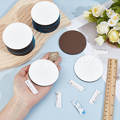 30 шт. плоский круглый деревянный значок для визитки с термопереносом&nbsp;AJEW-BC0009-15