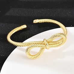 Витые латунные браслеты-манжеты&nbsp;BJEW-C112-07G