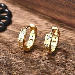 Серьги-кольца со звездами из прозрачного кубического циркония&nbsp;EJEW-K093-22G