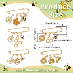 5 шт. эмалевые булавки в виде ромашки и пчелы&nbsp;JEWB-PH01268