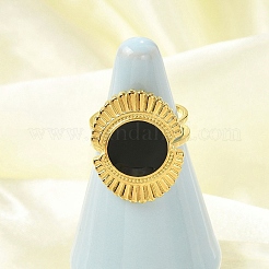 Овальные эмалированные открытые манжеты из нержавеющей стали 304 для женщин&nbsp;RJEW-G338-17G-02