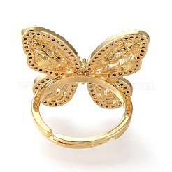 Регулируемые латунные кольца с прозрачным кубическим цирконием RJEW-F108-04G