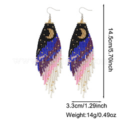 Элегантные серьги-подвески из стеклянных бусин ручной работы в форме луны&nbsp;WJ0050-2