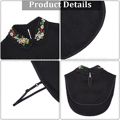 Съемный воротник из полиэстера с вышитыми цветами&nbsp;AJEW-WH20006-242B