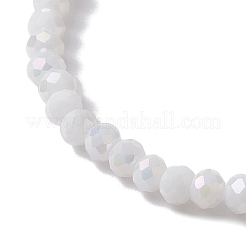 Эластичный браслет из натуральных ракушек и стеклянных бусин с цветами&nbsp;BJEW-JB10184-02