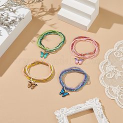 Стеклянные бусины бисерные многорядные браслеты&nbsp;BJEW-JB09072