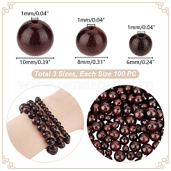 300 шт. 3 вида бусин из натурального дерева&nbsp;WOOD-GA0001-66