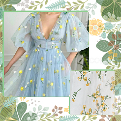 Кружевная ткань с цветочным узором и вышивкой из полиэстера&nbsp;AJEW-WH0314-267