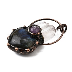 Подвески в форме сердца из натурального кварцевого кристалла&nbsp;G-Q350-06A