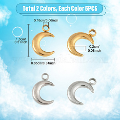 5 шт. подвески в виде луны из нержавеющей стали 304&nbsp;STAS-YW0003-01G