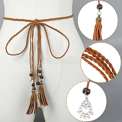 3 шт. 3-цветный плетеный ремень-цепочка с кисточками из искусственной кожи в стиле бохо&nbsp;AJEW-GF0011-98