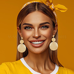 4 пара 4 стильных плоских круглых висячих серег-гвоздиков из сплава для женщин&nbsp;EJEW-AN0003-91