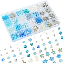 Наборы для изготовления браслетов из круглых стеклянных и пластиковых бусин своими руками&nbsp;DIY-FS0007-56A