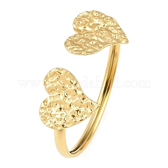 Текстурированные браслеты-манжеты в форме сердца из нержавеющей стали 304 для женщин&nbsp;LS-BJEW-A154-01A-G