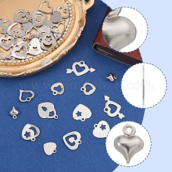 60 шт. 10 стиля 201 нержавеющая сталь подвески в виде открытого сердца&nbsp;STAS-FS0001-92