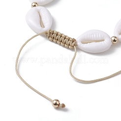Регулируемый женский браслет из плетеных бусин в форме акриловой ракушки&nbsp;BJEW-JB10099