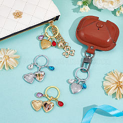 Подвески из сплава страз и стекла и брелок-медальон из нержавеющей стали 316&nbsp;KEYC-NB00030