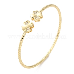 Прозрачный кубический цирконий открытый браслет-манжета&nbsp;BJEW-G737-01G-05