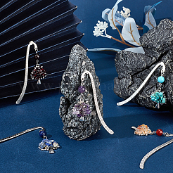 12 шт. 6 стиля закладки-кольца из сплава в тибетском стиле AJEW-SC0002-66