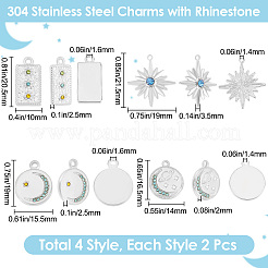 8 шт. 4 стиля подвески из нержавеющей стали 304&nbsp;STAS-BBC0008-48