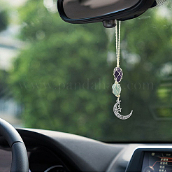 Мешочек с подвеской-самородками из натурального аметиста и зеленого авантюрина&nbsp;HJEW-WH20002-03C