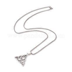 Ожерелье из сплава с подвеской в виде тройного узла желаний и цепочкой из нержавеющей стали 201&nbsp;LS-NJEW-E016-13AS