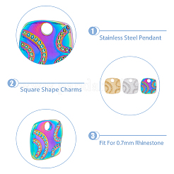 18 шт. 3-х цветные подвески из нержавеющей стали 304 со стразами&nbsp;STAS-DC0014-13