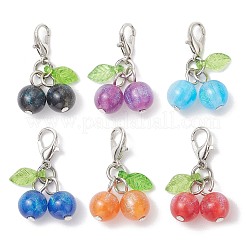 6 шт. подвесных украшений из акрила и смолы с имитацией кошачьего глаза 6 цветов&nbsp;HJEW-JM03888