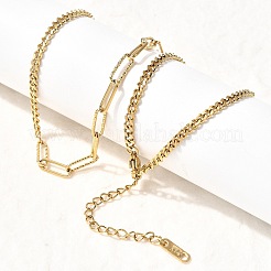 Женские ожерелья из полускрепок и витых цепочек из нержавеющей стали 304&nbsp;NJEW-Z091-11G