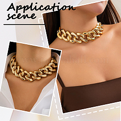1 шт. алюминиевая толстая кубинская цепочка-чокер ожерелья для женщин&nbsp;NJEW-SP0001-11LG