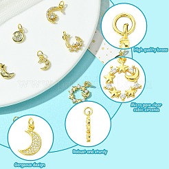 10шт 10 стиля латунные микропаве прозрачные кубические подвески из циркония&nbsp;KK-CJ0002-49