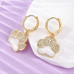 Серьги-кольца из латуни с прозрачным фианитом&nbsp;LS-EJEW-Q042-03B-G