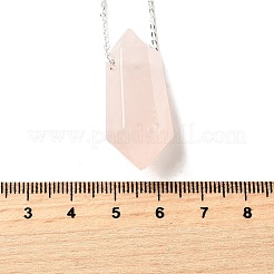 Натуральный розовый кварц двойной концевой заостренный граненый пуля подвеска ожерелье&nbsp;NJEW-C080-01P-01