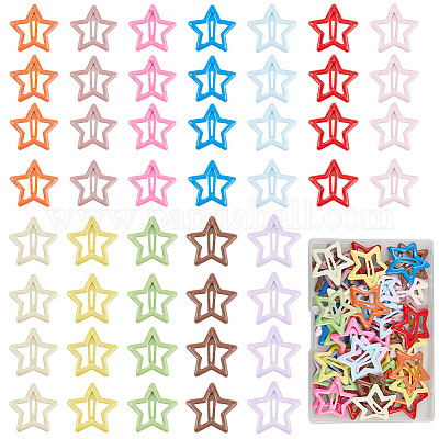 48 шт. 12-х цветные заколки-кнопки из сплава со звездочками и эмалью&nbsp;OHAR-CP0001-27-1
