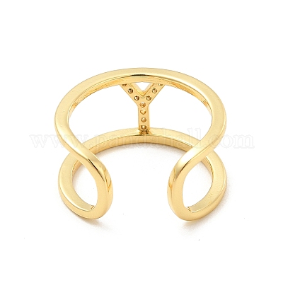 Кольцо-манжета с открытой буквой из прозрачного кубического циркония RJEW-A012-01G-Y-1