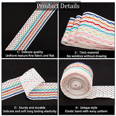 5 м плоский полиэстеровый волнистый эластичный шнур радужного цвета&nbsp;OCOR-GF0003-85D-1