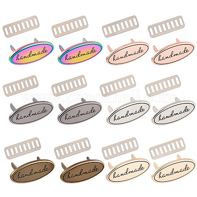 12 шт. 6-х цветные овальные декоративные пряжки из сплава ручной работы&nbsp;PURS-GF0001-10-1