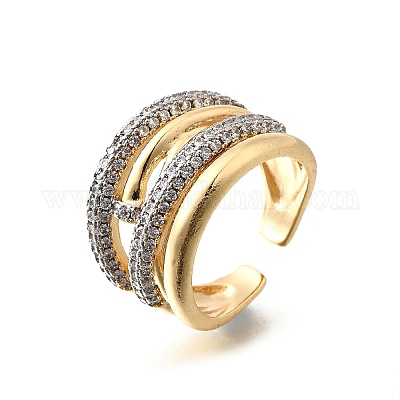 Регулируемые манжетные кольца с микропаве из кубического циркония из латуни RJEW-V007-04GP-1