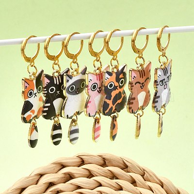 Кулон из сплава эмали с замком в виде кота маркеры петель&nbsp;HJEW-CJ00027-1