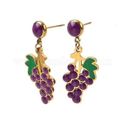 Серьги-гвоздики в форме винограда из нержавеющей стали 304 EJEW-H163-01G-1