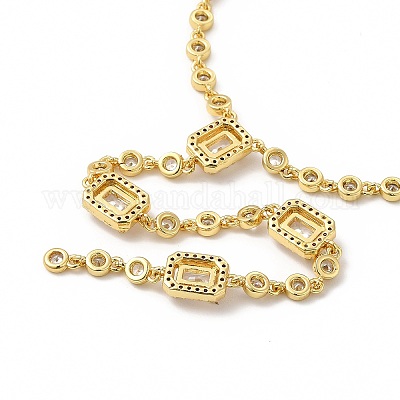 Ожерелье из прозрачного кубического циркония с прямоугольным лариатом NJEW-E074-05G-1