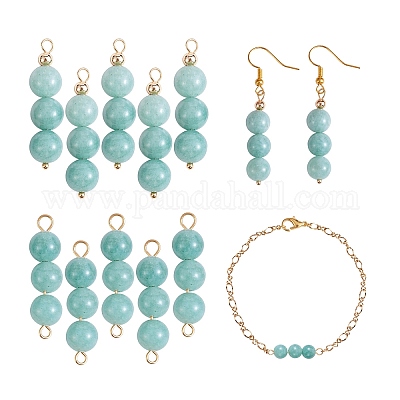 10шт тройной натуральный нефрит Мьянмы круглый бисерный разъем прелести&nbsp;PALLOY-SW00003-09-1