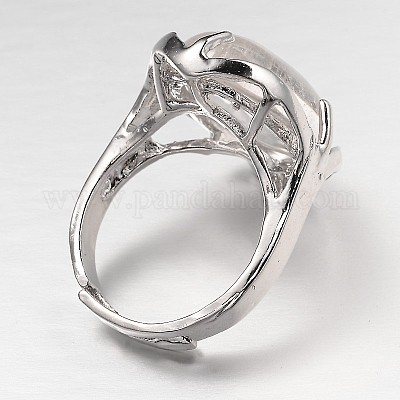 Регулируемая овальная драгоценный камень широко диапазона кольца RJEW-L062-01D-1