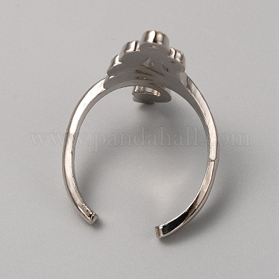 Настройки кольца манжеты павлина из сплава для горного хрусталя&nbsp;RJEW-WH0001-21P-1