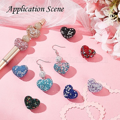 Бусины из полимерной глины в форме сердца со стразами PORC-N010-01-1